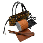 Picture of Kit Suede GLORIA with Two Handles and Two Draw Cords with Stopper, Pony Tiger Print with 500gr Catenella,Tabac Whiskey