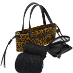 Picture of Kit Suede GLORIA with Two Handles and Two Draw Cords with Stopper, Pony Leopard Print with 600gr Black Wool Yarn