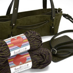 Picture of Kit Suede GLORIA with Two Handles and Two Draw Cords with Stopper, Olive with 600gr Heart Khaki