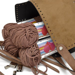 Picture of Kit McQueen Style, Suede Tabac with Handles and Special Base and 800gr Hearts Cord Yarn, Ripe Apple