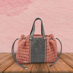 Picture of Kit McQueen Style, Suede Tabac with Handles and Special Base and 800gr Hearts Cord Yarn, Ripe Apple