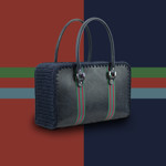 Picture of Kit Travel Tote Bag, Handibrand, Vintage Bordeaux, Blue Stripe & 600gr Heart Cord Yarn, Bordeaux