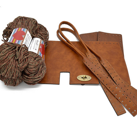 Picture of Kit Mulberry Vintage Tabac with Side Panels and 600gr Handibrand's Hearts Cord Yarn, Multicolor Military, 600γρ