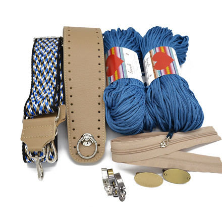 Picture of Kit Baby Prada Biege  with Strap-24B and Heart Yarn 400gr Blue Jeans