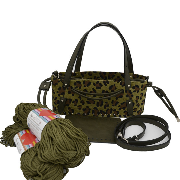 Picture of Kit Pony Skin Olive GLORIA with Two Handles and Two Draw Cords with Stopper  with 600gr Heart Khaki-93