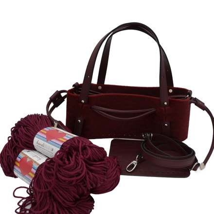 Picture of Kit Fur Bordeaux GLORIA with Two Handles and Two Draw Cords with Stopper with 600gr Heart Yarn Bordeaux