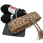 Picture of Kit Sugar Pouch Bag, Baby Tiger Biege with 600gr Hearts Cord Yarn, Black