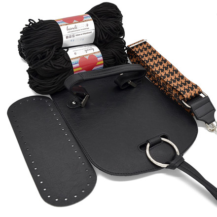 Picture of Kit Chloe Vintage Black with Woven Belt Strap and 600gr Hearts Cord Yarn, Black