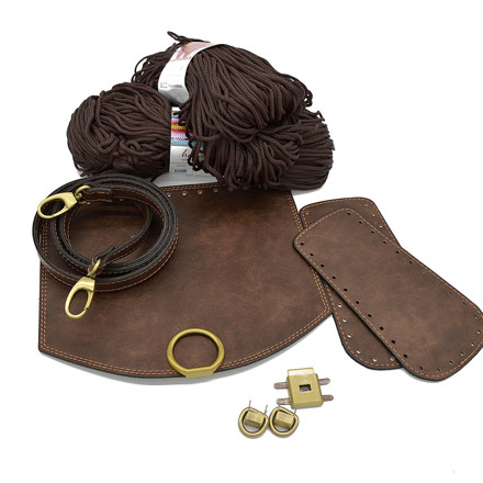 Picture of Kit Round Cap with Round Lock, Wood Brown with Heart Yarn 400gr, Brown