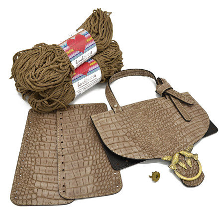 Picture of Kit Birdy Cover with Side Panels, Cigar Crocodile with 600gr Tripolino Cord Yarn, Beige Turtledove