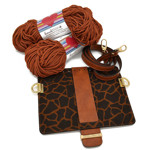 Picture of Kit MELLIA Bag Cover, 23cm Tabac Giraffe, 120cm Strap and 400gr Hearts Cord Yarn, Tabac