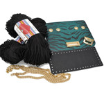 Picture of Kit Glamour Cover 25cm Green Zebra with Metal Accessories and 400gr Heart Cord Yarn, Black