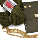 Picture of Kit Glamour Cover 25cm Green Cypress with Metal Accessories and 400gr Heart Cord Yarn, Khaki