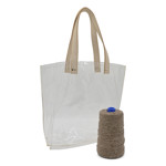 Picture of Kit Clear Bag Base with Handle, Sugar with 350gr Fibra Cord Yarn Multicolor Biege