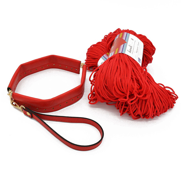 Picture of Kit FLEX Purse, 25cm with Wrist Handle, Vintage Red with 400gr HEART Yarn , Red