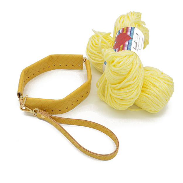 Picture of Kit FLEX Purse, 25cm with Wrist Handle, Braided Yellow with 400gr HEART Yarn , Yellow