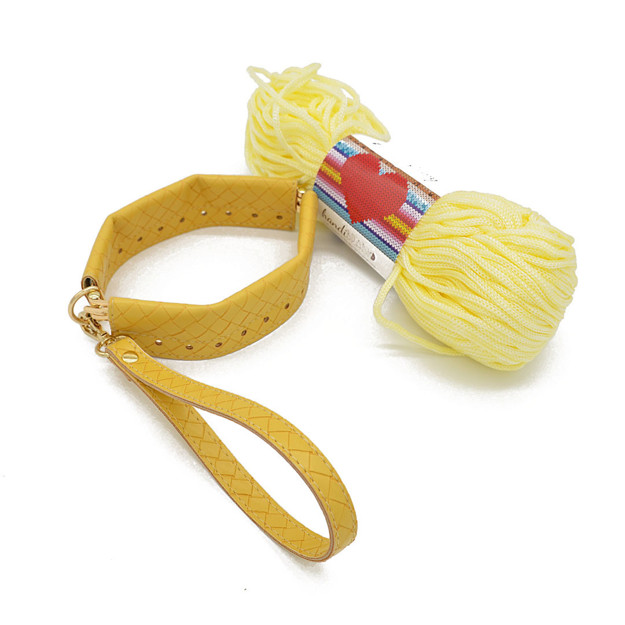 Picture of Kit FLEX Purse, 20cm with Wrist Handle,Braided Yellow  with 200gr HEART Cord Yarn, Yellow