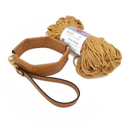 Picture of Kit FLEX Purse, 20cm with Wrist Handle, Braided Camel with 200gr Eco Rayon Cord Yarn, Biege (010)