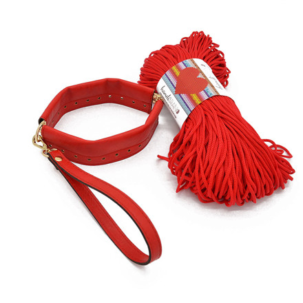 Picture of Kit FLEX Purse, 20cm with Wrist Handle,Vintage Red  with 200gr HEART Cord Yarn, Red