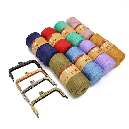 Picture of Kit 2 Frame 10,5cm  Closure with 200gr Midi  Cord Yarn. Choose Your Set Color!