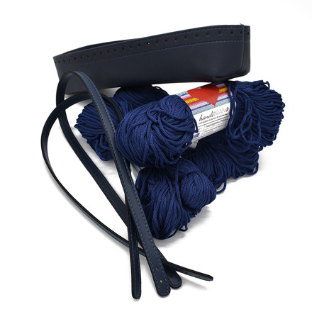 Picture of Kit Basket 'Indigo, Navy Blue with  Handibrand Cord Yarn Heart Blue 600gr