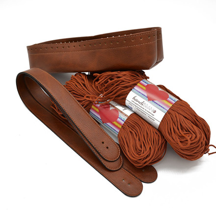Picture of Kit Basket 'Indigo, Tabac with  Handibrand Cord Yarn Heart Tabac 600gr