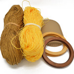 Picture of Kit Wicker Bag, Wooden Handles with 1000gr Raffia Cord Yarn. Choose Your Colors!