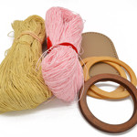 Picture of Kit Wicker Bag, Wooden Handles with 1000gr Raffia Cord Yarn. Choose Your Colors!