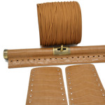 Picture of Kit Wooden Rod Elegant 30cm with Side Panels, Aligator Camel with 500gr Catenella Yarn, Biege Oro