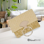 Picture of Kit Straw Fold, Biege  with Round Resin Handle and 100gr Raffia Cord Yarn, Multicolor Olive