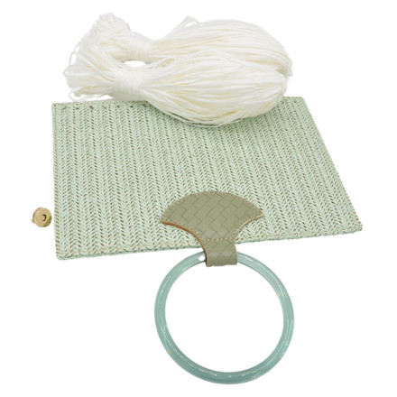 Picture of Kit Straw Fold Tiffany with Round Resin Handle and 100gr Raffia Cord Yarn, White