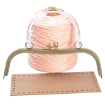Picture of Kit Vintage Frame 27cm with Transparent Handle, Eco Leather Base, Powder Pink Big Cordino Cord Yarn