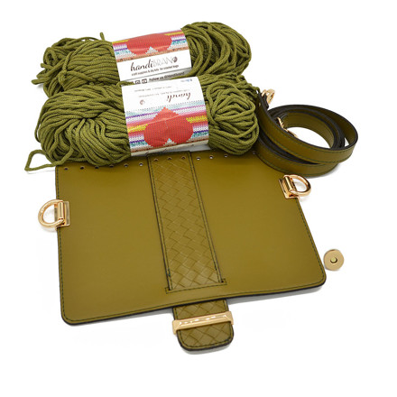 Picture of Kit MELLIA Bag Cover, 23cm Venetta Olive with 120cm Strap and 400gr Eco Hearts Cord Yarn, Venetta Green