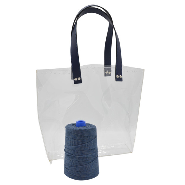 Picture of Kit Clear Bag Base with Handle, Blue with 350gr Fibra Cord Yarn Blue