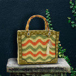 Picture of Kit Frame Angelina with Bamboo Handles, Olive Green Venetta with 1000gr Eco Hearts Cord Yarn, 3 Colors