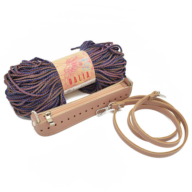 Picture of Kit Zipper Full 20 cm, Pink with 200gr Dalia Cord Yarn, Purple-Pink 635