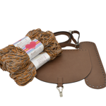 Picture of Kit Backpack, Espresso Coffee with 800gr Handibrand's Hearts Cord Yarn, Multicolor Orange