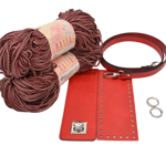 Picture of Kit Irilena Bag with Red Leather Accessories and 400gr Dalia Cord, Red-Khaki (640)