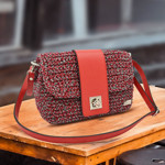 Picture of Kit Irilena Bag with Red Leather Accessories and 400gr Dalia Cord, Red-Khaki (640)