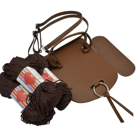 Picture of Kit Chloe Backpack, Brown with 600gr Hearts Cord Yarn, Brown-612