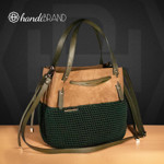 Picture of Kit Suede Biege GLORIA with Two Handles and Two Draw Cords with Stopper with 600gr Heart Yarn Khaki-93