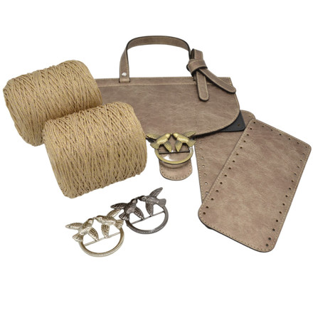 Picture of Kit Birdy Cover with Side Panels, Vintage Bronze with 600gr Silky Prada Cord Yarn, Silky Gold