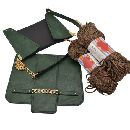 Picture of Kit Cadena Vintage Green Cover/Side Panel Set with 600gr Heart Cord Yarn, Multicolor Khaki
