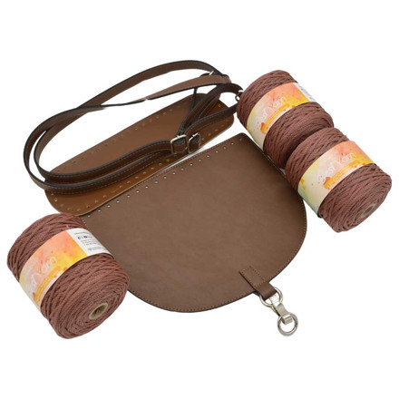 Picture of Kit Backpack, Espresso Coffee with 800gr Handibrand's Hearts Cord Yarn, Ripe Apple