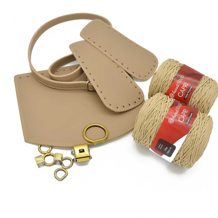 Picture of Kit Round Cap with Round Lock,Biege  with 600gr CAPRI  Yarn, Ecru