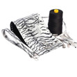 Picture of Kit Pouch Bag ERATO, Black and White Zebra Print with Shoulder Strap, Tassels, Metal Accessories and Black Fibra Cord Yarn
