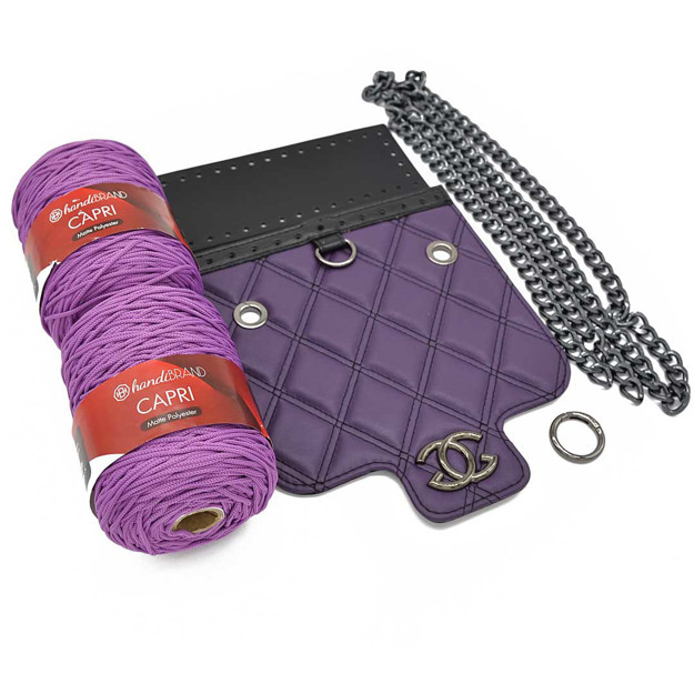 Picture of Kit Quilted Backpack Mauve with 600gr CAPRI  Yarn, Purple