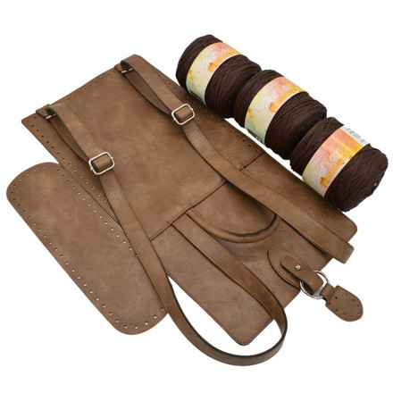 Picture of Kit Backpack Berry, Wood Brown Eco Leather Accessories with 900gr BEST Yarn, Brown