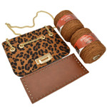Picture of Kit Glamour Cover 25cm Pony Skin Tabac with Metal Accessories and 600gr Capri Yarn,Tabac