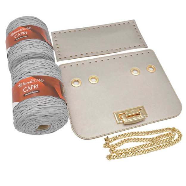 Picture of Kit Glamour Cover 25cm Silver with Metal Accessories and Capri - Gray